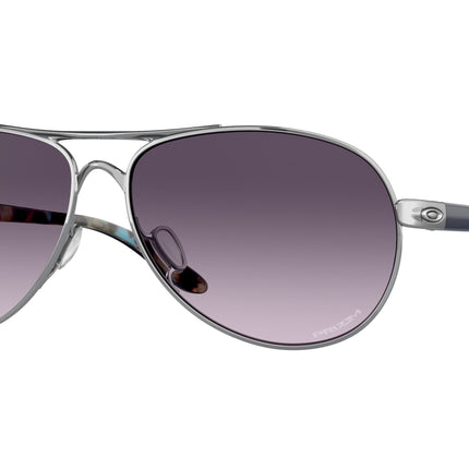 Oakley FEEDBACK OO4079 Round Sunglasses  407940-Polished Chrome 59-135-13 - Color Map Grey