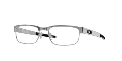 Oakley Optical METAL PLATE OX5038 Rectangle Eyeglasses  503806-Brushed Chrome 55-140-18 - Color Map Silver