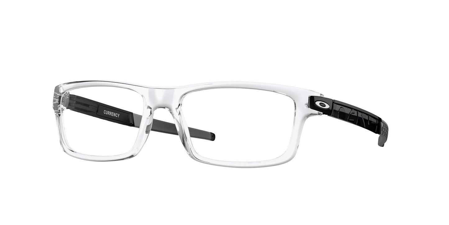 Oakley Optical CURRENCY OX8026 Rectangle Eyeglasses  802614-Polished Clear 54-133-17 - Color Map Transparent