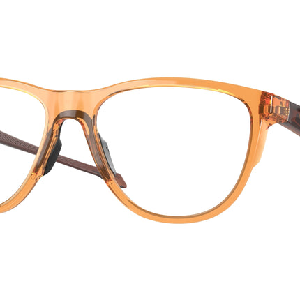 Oakley Optical ADMISSION A OX8056F Round Eyeglasses  805605-Polished Transparent Ginger 57-140-16 - Color Map Brown