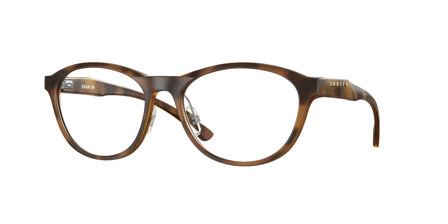 Oakley Optical DRAW UP OX8057 Round Eyeglasses  805702-Satin Brown Tortoise 56-139-17 - Color Map Brown