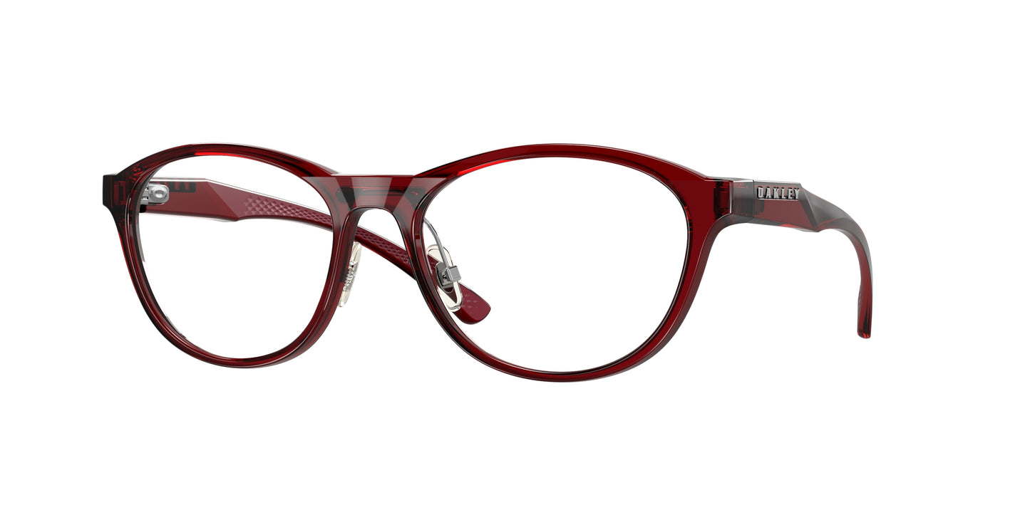Oakley Optical DRAW UP OX8057 Round Eyeglasses  805703-Polished Transparent Brick Red 56-139-17 - Color Map Red
