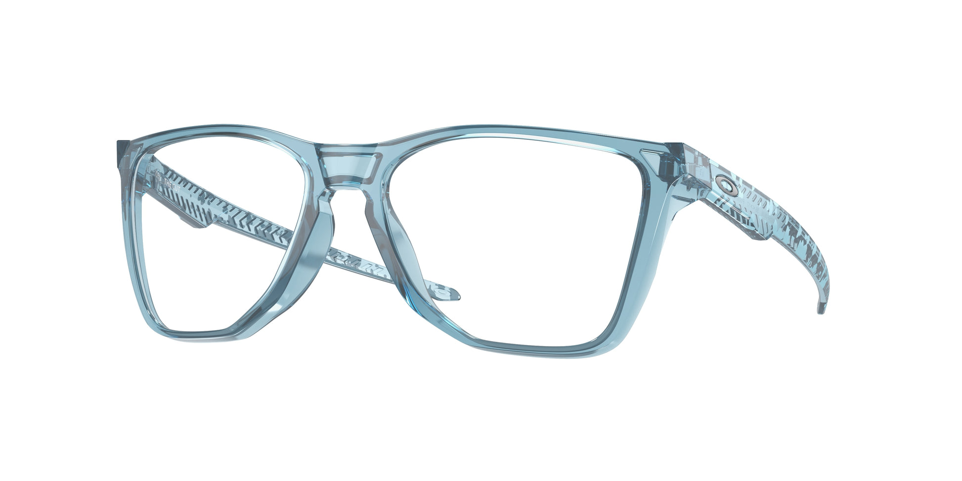 Oakley Optical THE CUT OX8058 Square Eyeglasses  805806-Polished Trans Stonewash 56-140-17 - Color Map Blue