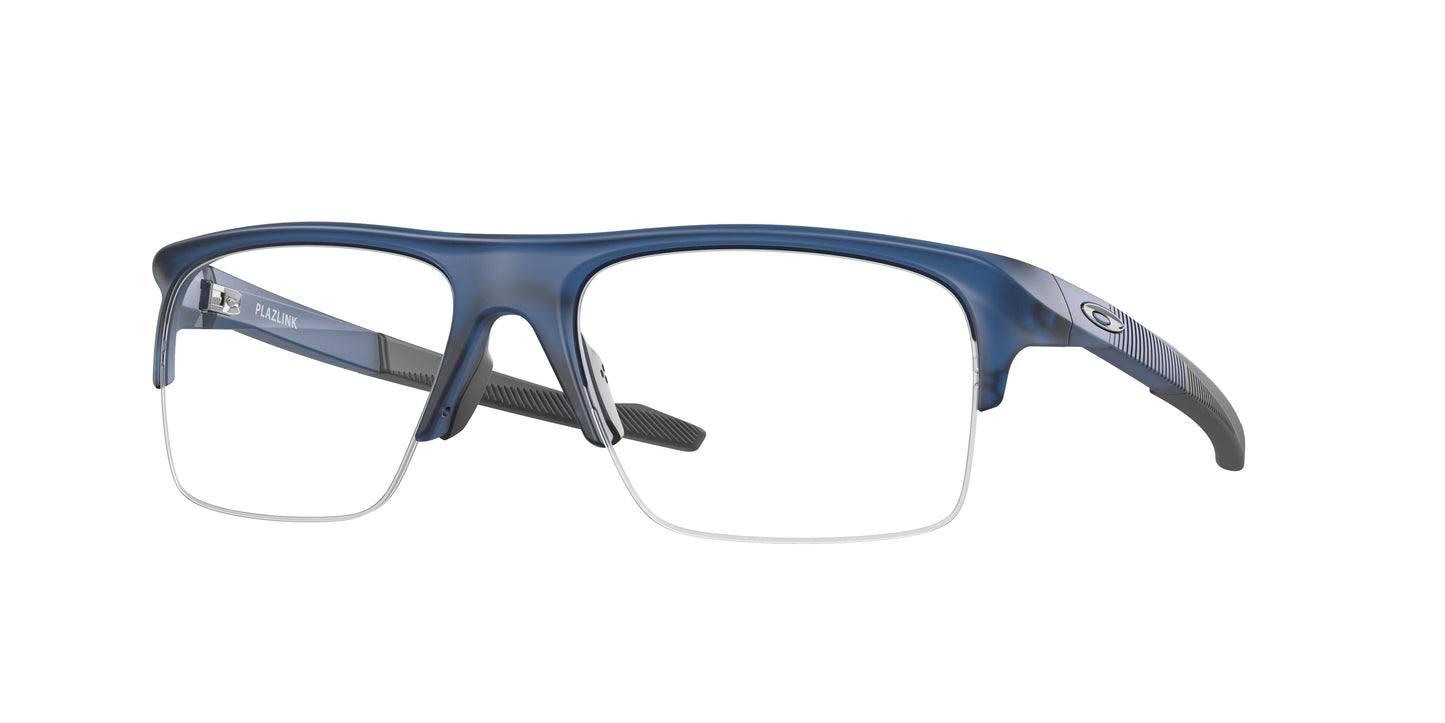 Oakley Optical PLAZLINK OX8061 Rectangle Eyeglasses  806104-Matte Translucent Blue 56-140-19 - Color Map Blue