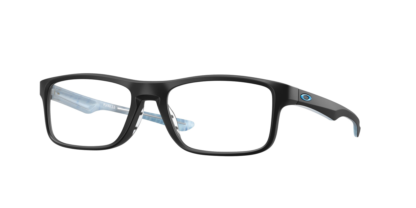 Oakley Optical PLANK 2.0 OX8081 Rectangle Eyeglasses  808101-Satin Black 53-139-18 - Color Map Black