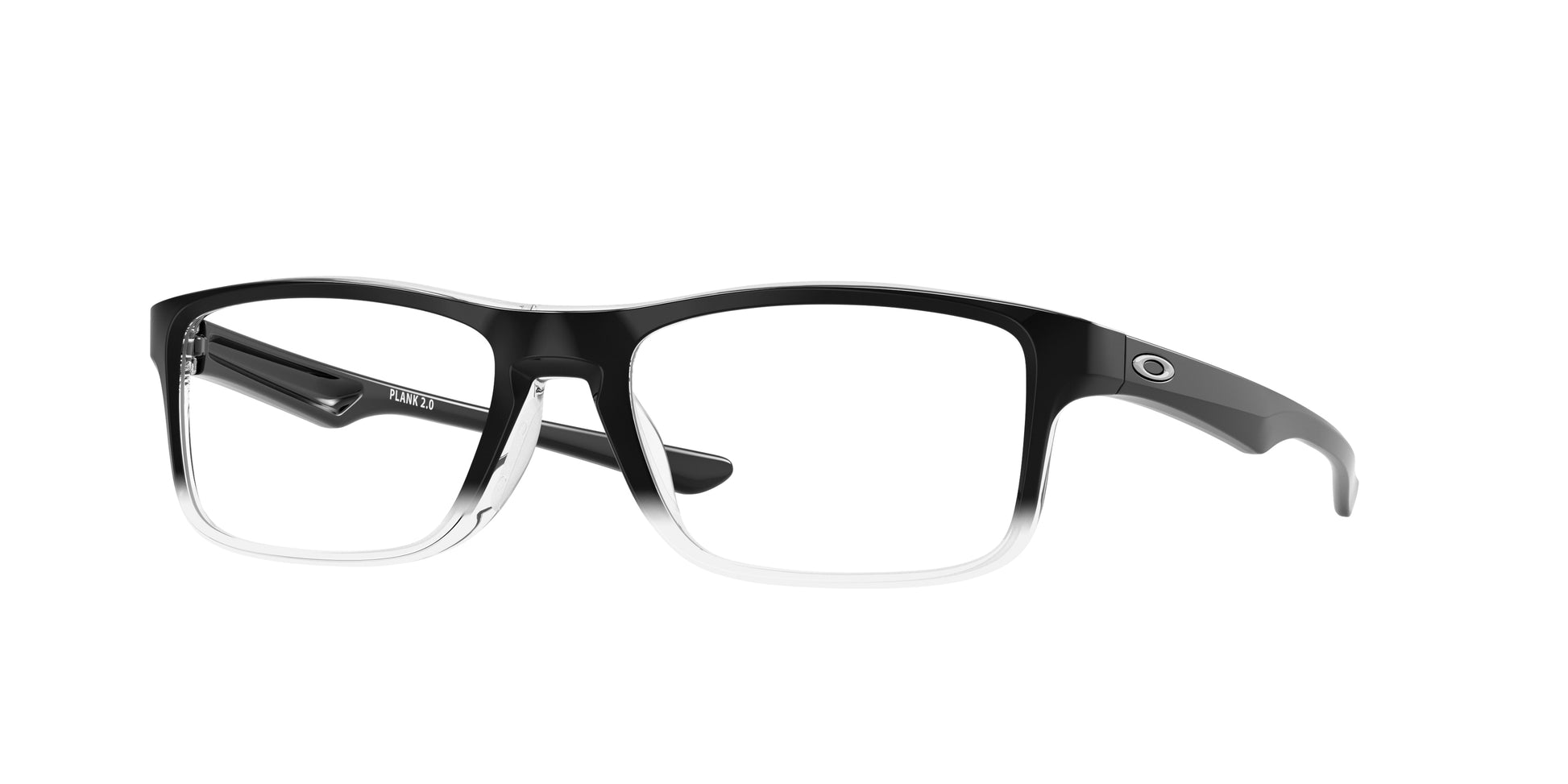Oakley Optical PLANK 2.0 OX8081 Rectangle Eyeglasses  808112-Polished Black Clear Fade 53-139-18 - Color Map Black