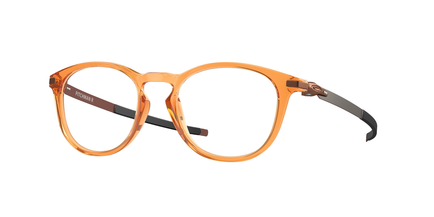 Oakley Optical PITCHMAN R OX8105 Round Eyeglasses  810524-Polished Translucent Ginger 52-140-19 - Color Map Orange