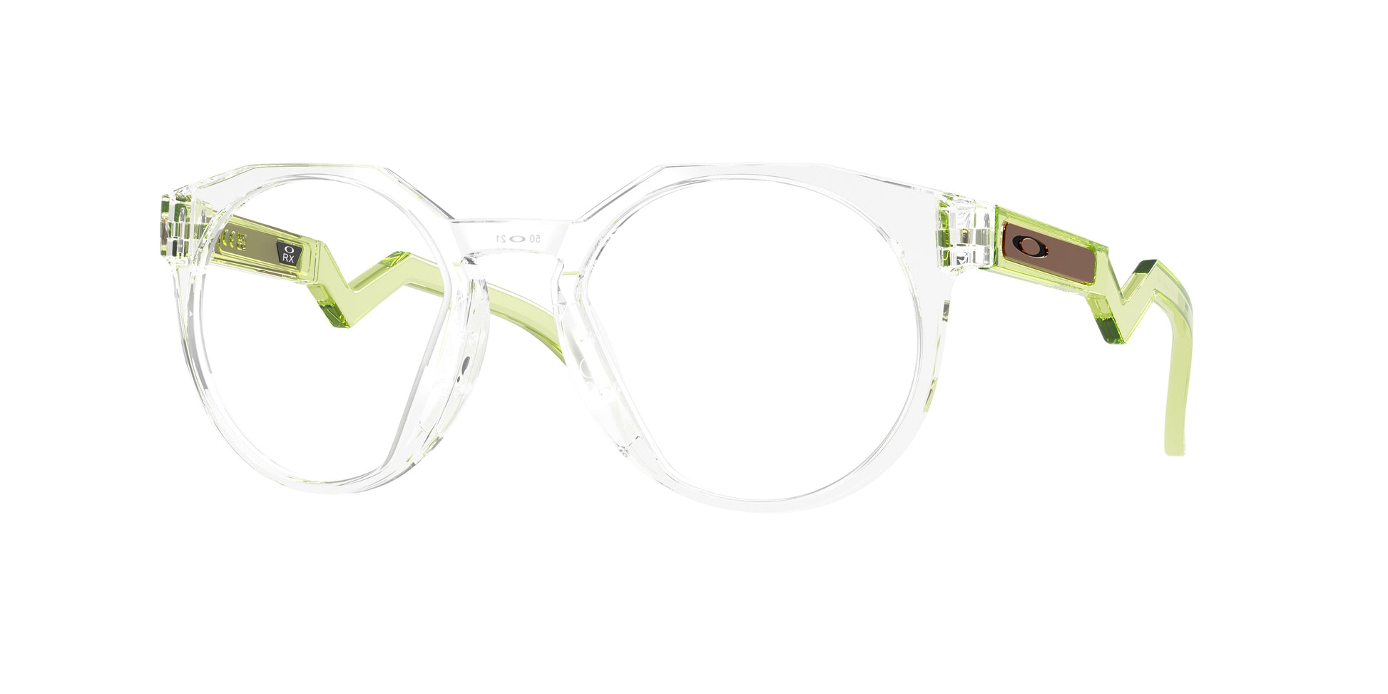 Oakley Optical HSTN RX OX8139 Round Eyeglasses  813907-Polished Clear 50-140-21 - Color Map Transparent