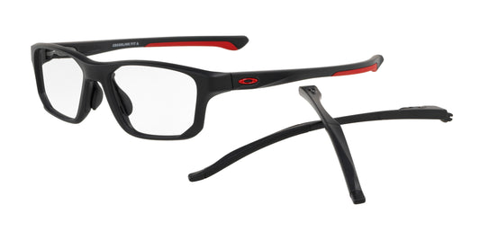 Oakley Optical CROSSLINK FIT (A) OX8142 Rectangle Eyeglasses  814204-Satin Black 56-150-17 - Color Map Black