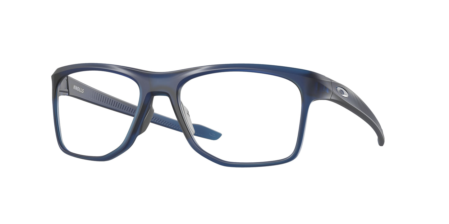 Oakley Optical KNOLLS OX8144 Rectangle Eyeglasses  814403-Satin Transparent Blue 57-143-18 - Color Map Blue