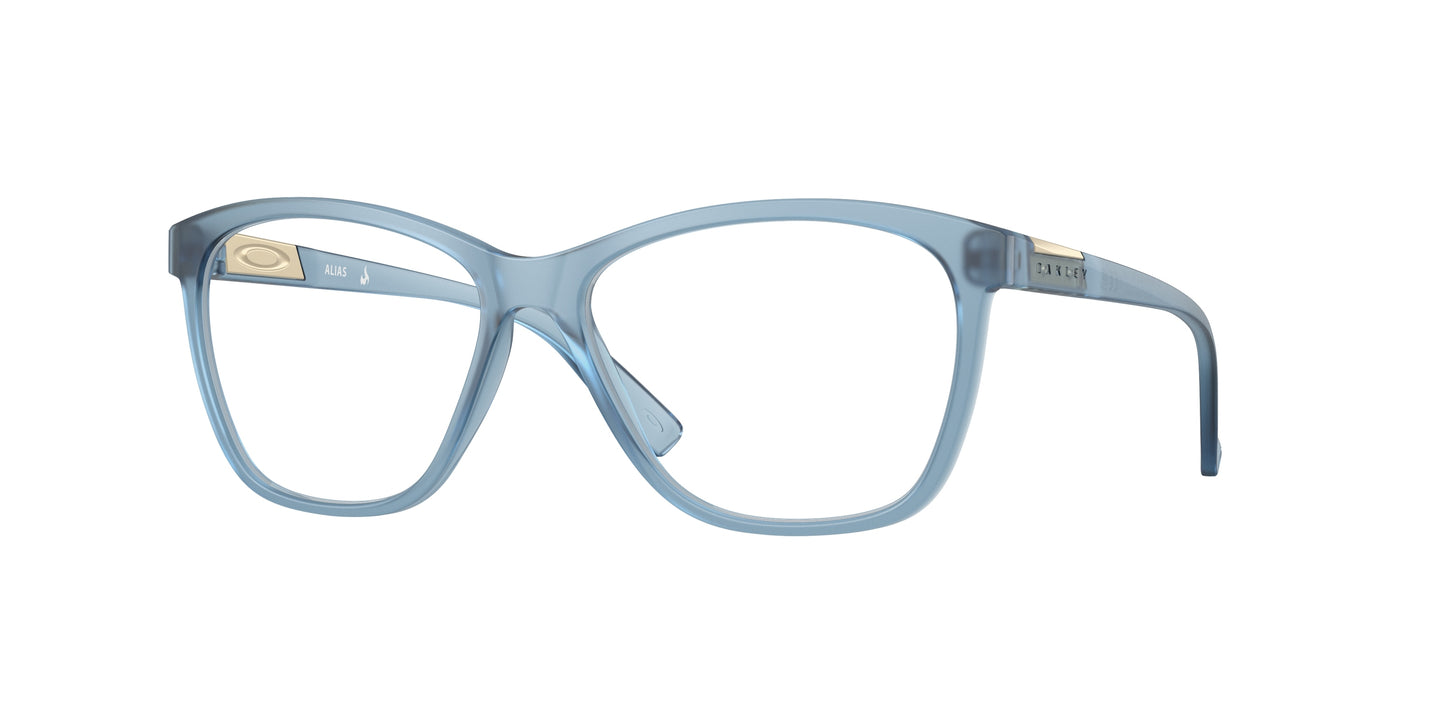Oakley Optical ALIAS OX8155 Round Eyeglasses  815512-Matte Transparent Abyss 55-139-15 - Color Map Blue