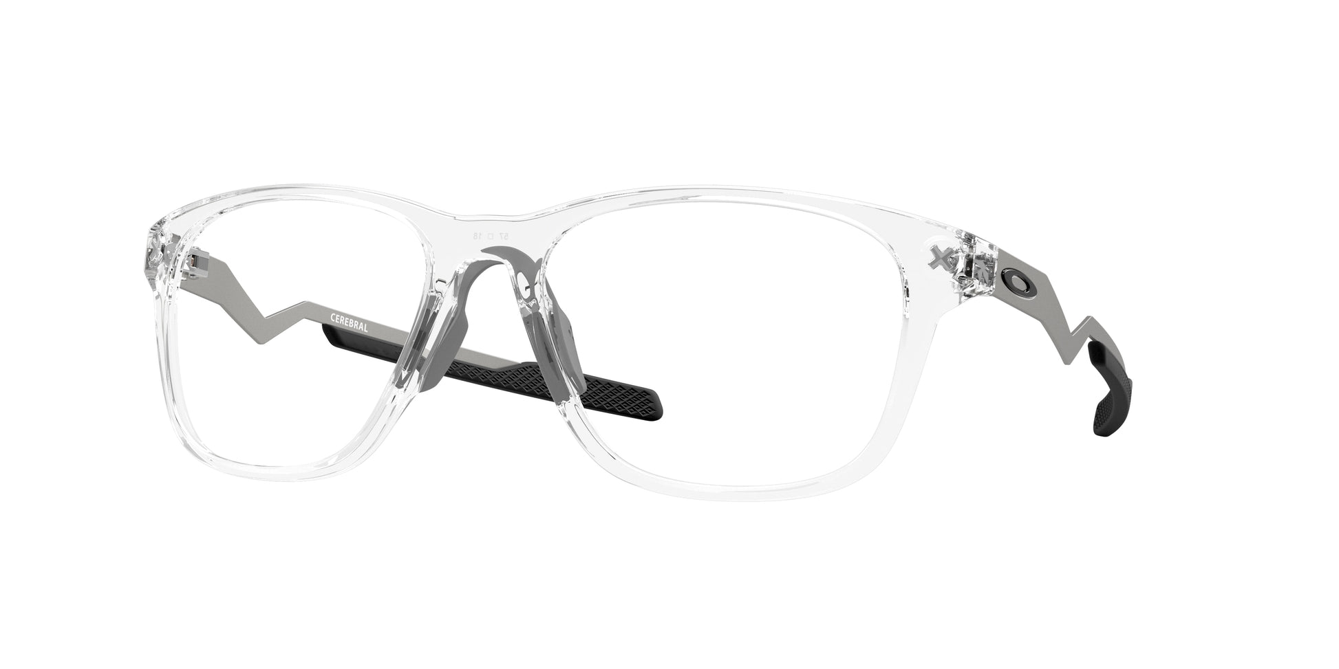 Oakley Optical CEREBRAL OX8187 Rectangle Eyeglasses  818703-Polished Clear 57-130-18 - Color Map Transparent