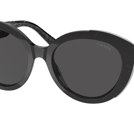 Prada PR01YS Oval Sunglasses  09V5S0-Black Marble/Top Black Transp 54-140-19 - Color Map Black