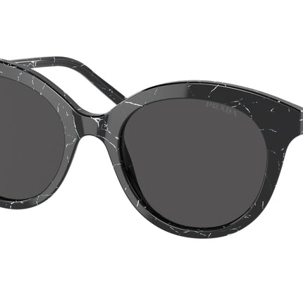 Prada PR02YS Round Sunglasses  03Y5S0-Black Marble 51-140-19 - Color Map Black