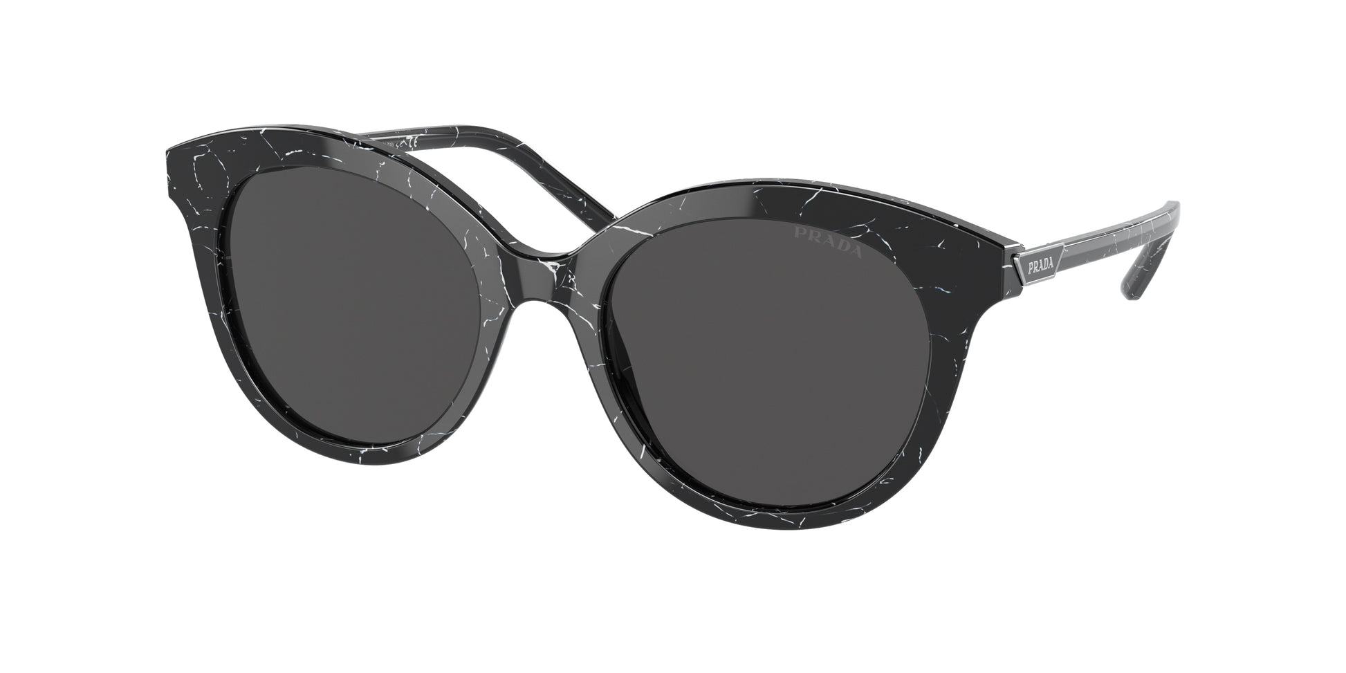 Prada PR02YS Round Sunglasses  03Y5S0-Black Marble 51-140-19 - Color Map Black