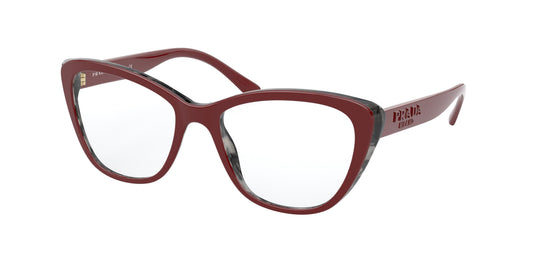 Prada PR04WV Butterfly Eyeglasses  07H1O1-Bordeaux/Grey Havana 54-140-18 - Color Map Red