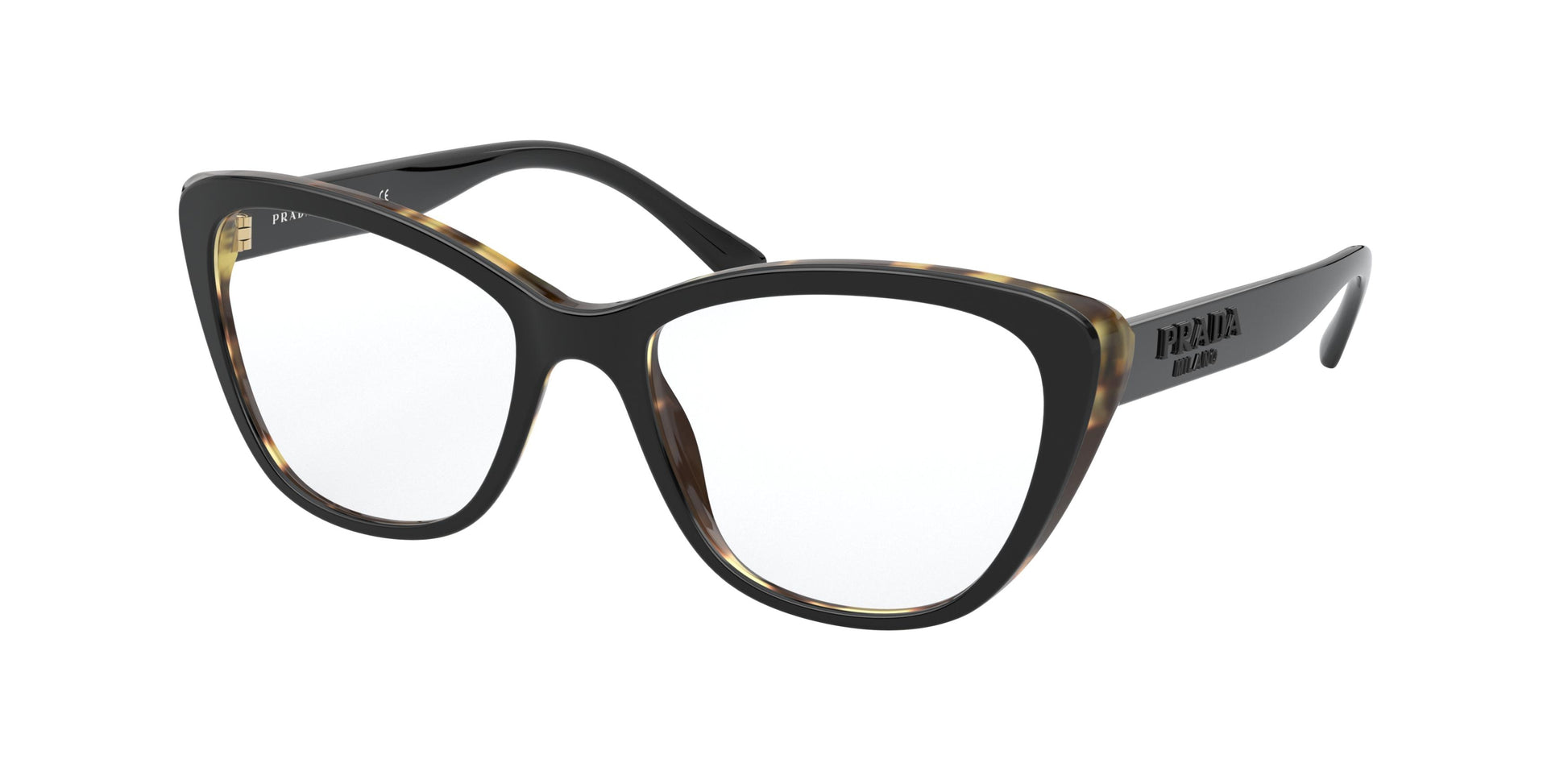 Prada PR04WV Butterfly Eyeglasses  3891O1-Black/Medium Havana 54-140-18 - Color Map Black