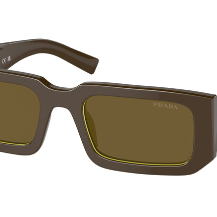 Prada PR06YS Rectangle Sunglasses  15M01T-Loden/Cedar 53-145-21 - Color Map Brown