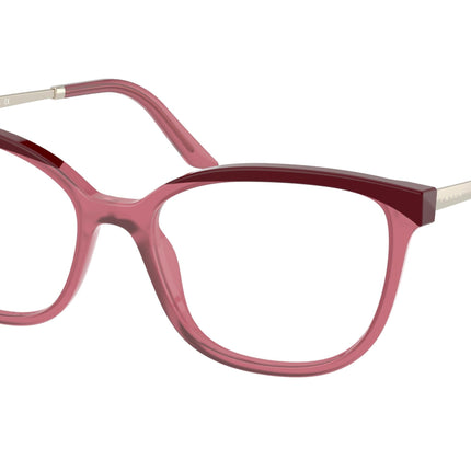 Prada PR07WV Cat Eye Eyeglasses  08N1O1-Bordeaux/Opal Cherry 54-140-17 - Color Map Red