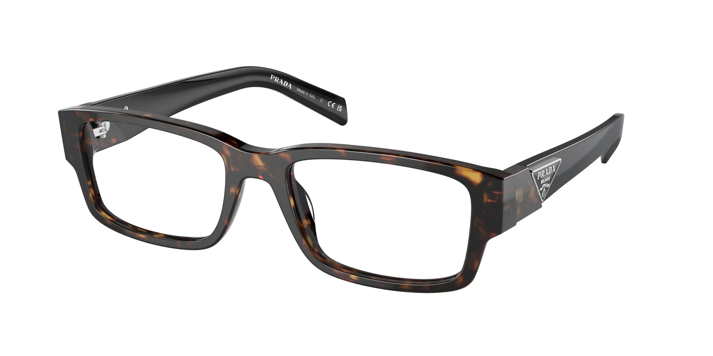 Prada PR07ZVF Rectangle Eyeglasses  2AU1O1-Tortoise 55-140-18 - Color Map Tortoise