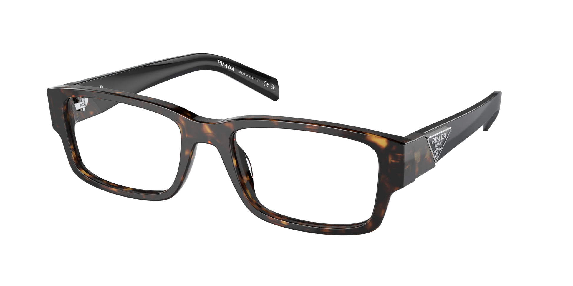 Prada PR07ZVF Rectangle Eyeglasses  2AU1O1-Tortoise 55-140-18 - Color Map Tortoise