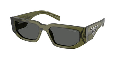 Prada PR09ZSF Rectangle Sunglasses  25A40L-Transparent Military Green 55-140-17 - Color Map Green