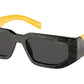 Prada PR09ZS Rectangle Sunglasses  19D5S0-Black Yellow Marble 54-140-18 - Color Map Black