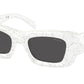 Prada PR13ZSF Cat Eye Sunglasses  17D5S0-Matte White Marble 52-140-20 - Color Map White