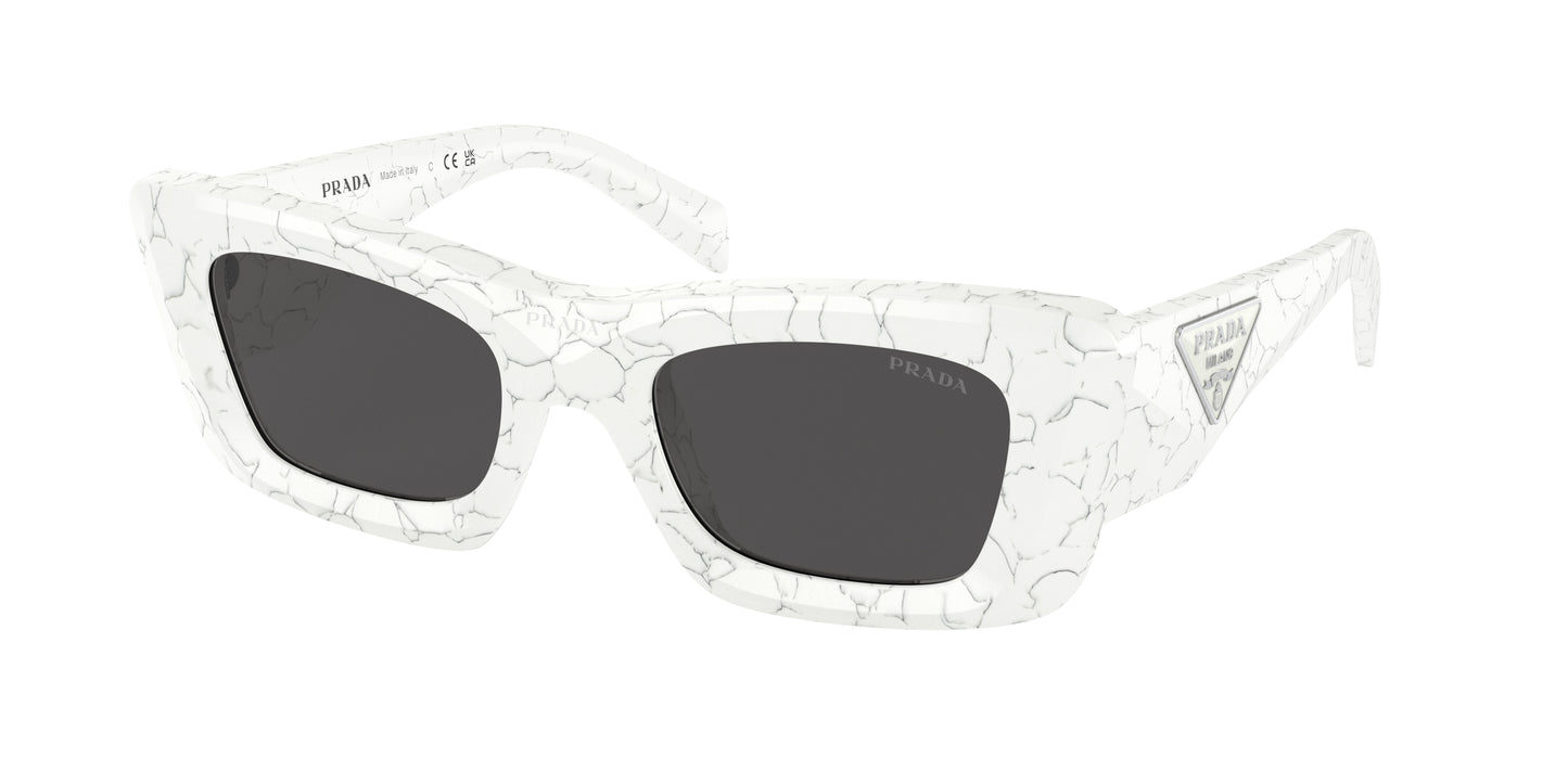 Prada PR13ZSF Cat Eye Sunglasses  17D5S0-Matte White Marble 52-140-20 - Color Map White