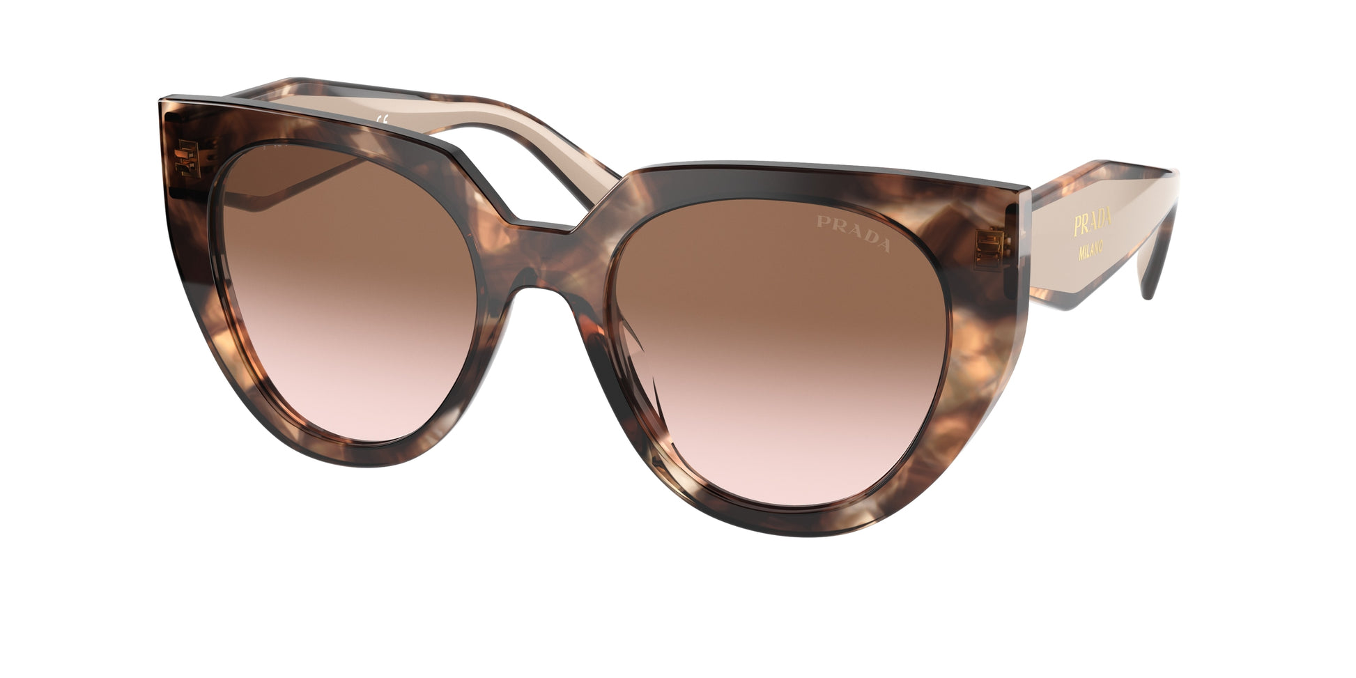 Prada PR14WSF Cat Eye Sunglasses  01R0A6-Caramel Tortoise/Powder 53-140-19 - Color Map Tortoise