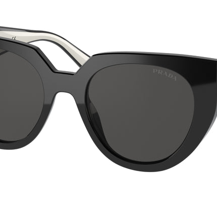 Prada PR14WSF Cat Eye Sunglasses  09Q5S0-Black/Talc 53-140-19 - Color Map Black