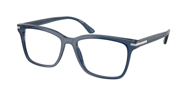 Prada PR14WV Rectangle Eyeglasses  08Q1O1-Blue Crystal 56-150-18 - Color Map Blue
