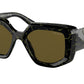 Prada PR14ZSF Irregular Sunglasses  19D01T-Black/Yellow Marble 52-140-17 - Color Map Black