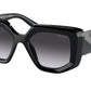Prada PR14ZSF Irregular Sunglasses  1AB09S-Black 52-140-17 - Color Map Black