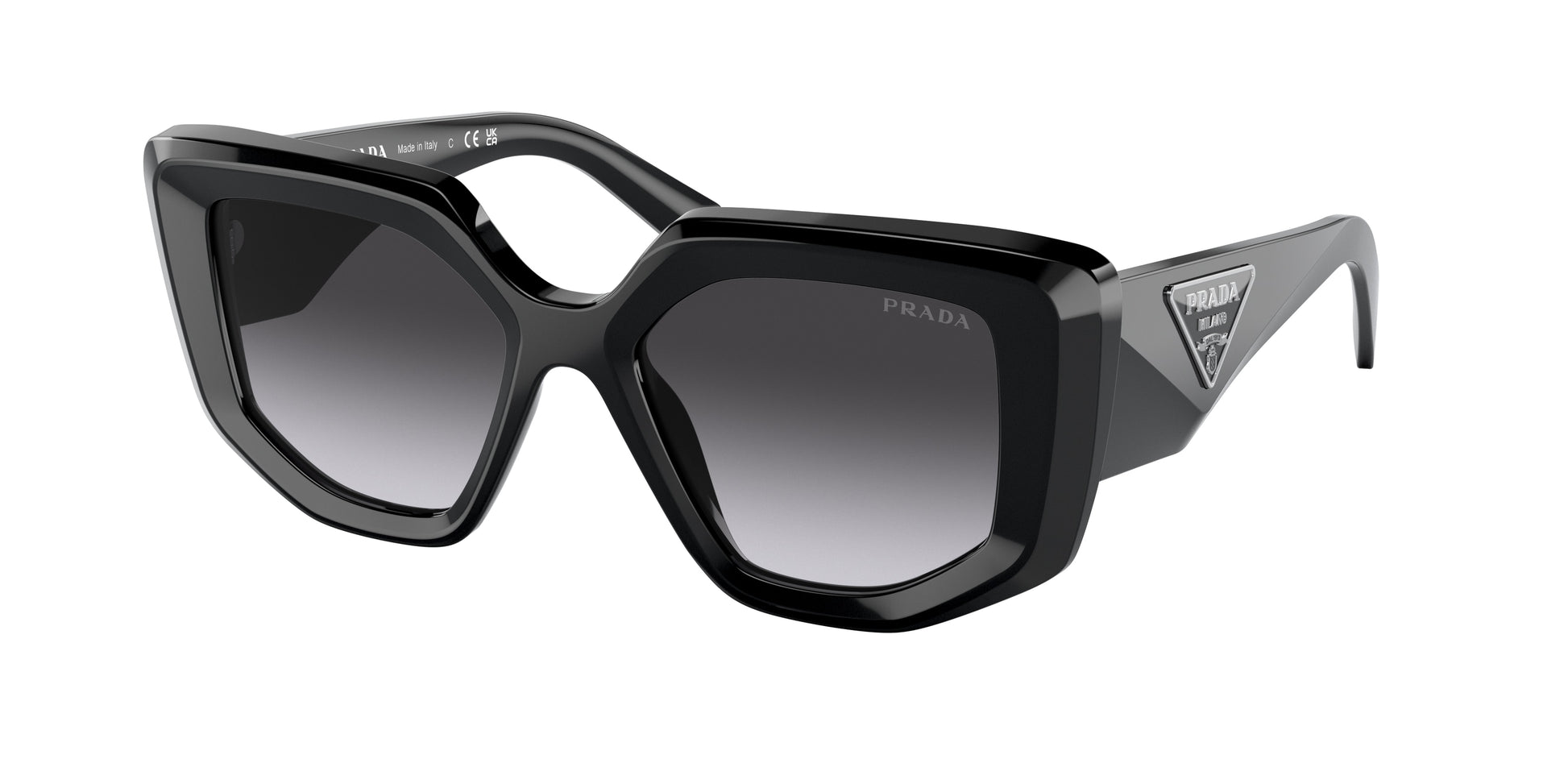 Prada PR14ZS Irregular Sunglasses  1AB09S-Black 50-140-18 - Color Map Black