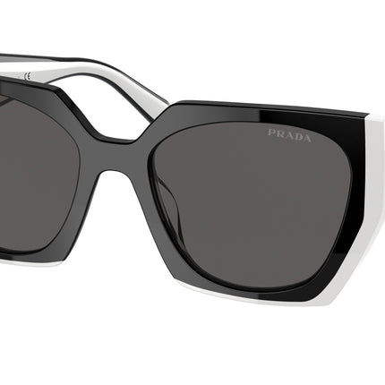 Prada PR15WSF Rectangle Sunglasses  09Q5S0-Black/Talc 55-140-19 - Color Map Black