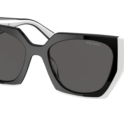 Prada PR15WS Rectangle Sunglasses  09Q5S0-Black/Talc 54-140-19 - Color Map Black