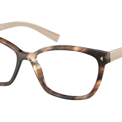 Prada PR15ZV Rectangle Eyeglasses  07R1O1-Caramel Havana 55-145-16 - Color Map Brown