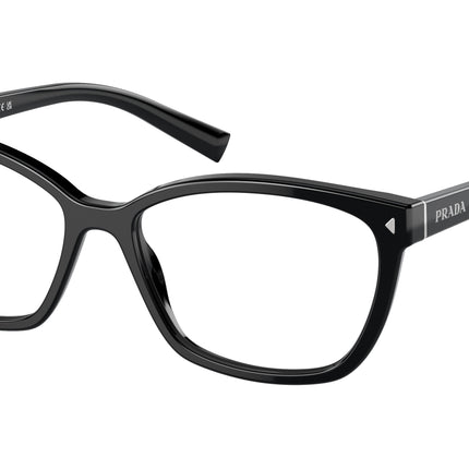 Prada PR15ZV Rectangle Eyeglasses  1AB1O1-Black 53-145-16 - Color Map Black
