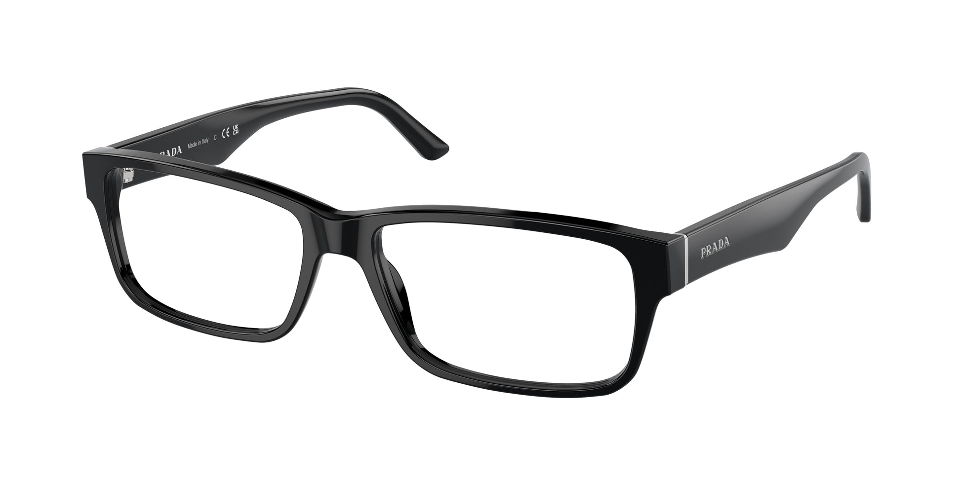 Prada HERITAGE PR16MV Rectangle Eyeglasses  1AB1O1-Gloss Black 55-140-16 - Color Map Black