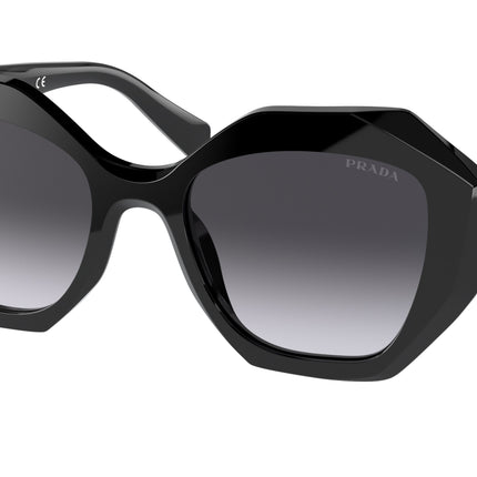 Prada PR16WSF Irregular Sunglasses  1AB5D1-Black 53-145-18 - Color Map Black