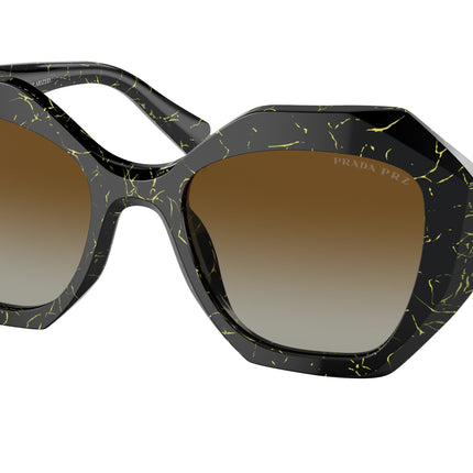 Prada PR16WS Irregular Sunglasses  19D6E1-Black/Yellow Marble 53-145-20 - Color Map Black