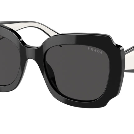 Prada PR16YSF Irregular Sunglasses  09Q5S0-Black 54-140-18 - Color Map Black