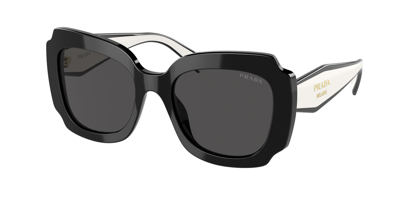 Prada PR16YSF Irregular Sunglasses  09Q5S0-Black 54-140-18 - Color Map Black