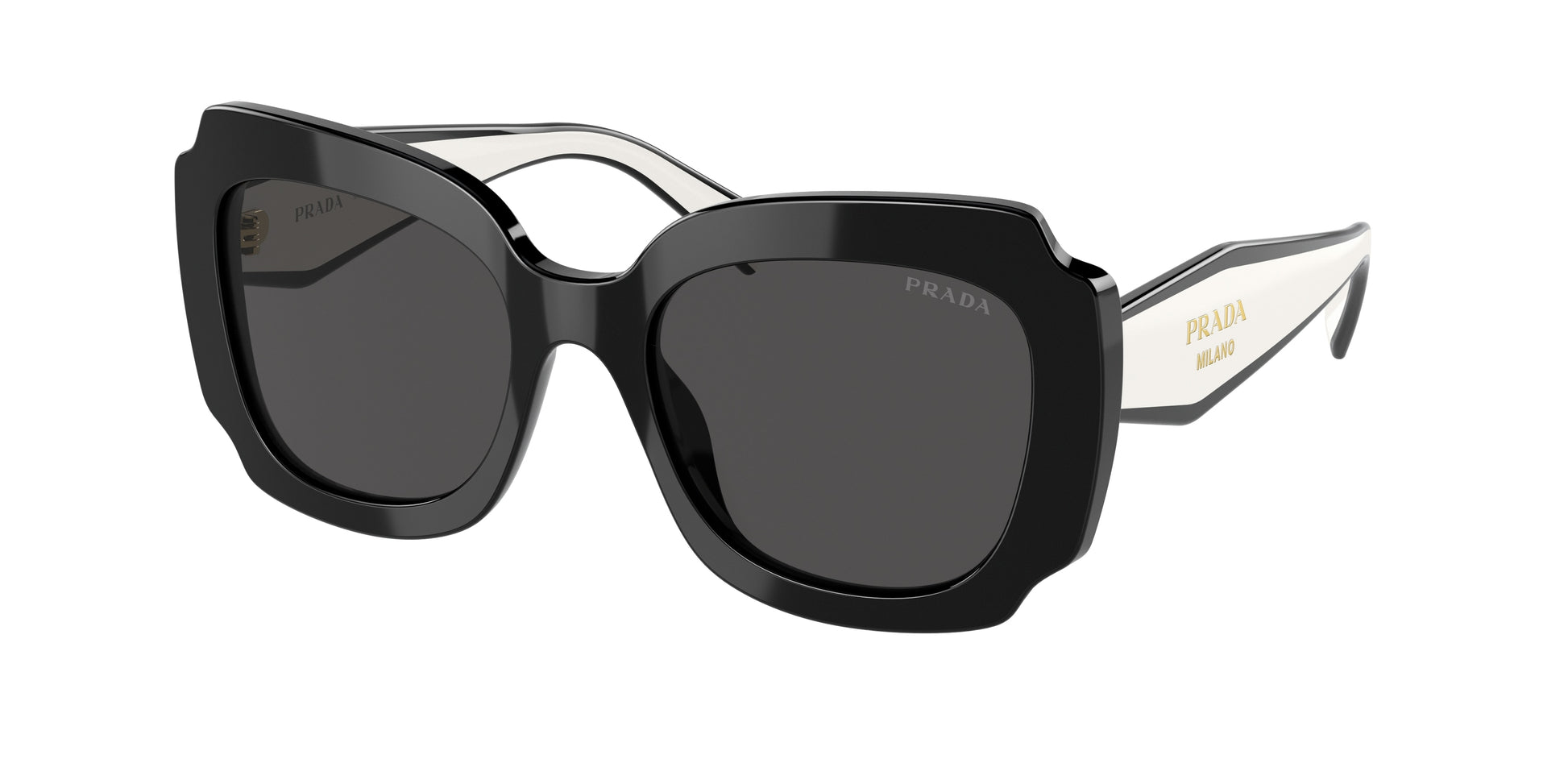 Prada PR16YSF Irregular Sunglasses  09Q5S0-Black 54-140-18 - Color Map Black