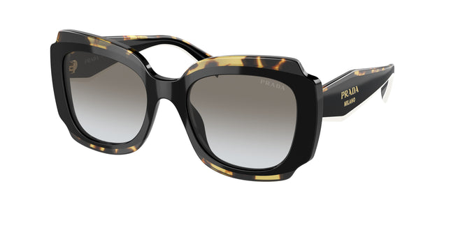 Prada PR16YS Irregular Sunglasses  01M0A7-Black/Havana 52-140-19 - Color Map Black