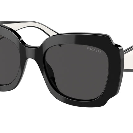 Prada PR16YS Irregular Sunglasses  09Q5S0-Black 52-140-19 - Color Map Black