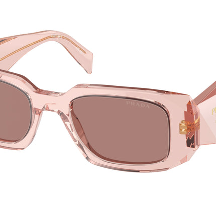 Prada PR17WSF Rectangle Sunglasses  19Q10D-Transparent Peach 51-145-20 - Color Map Pink