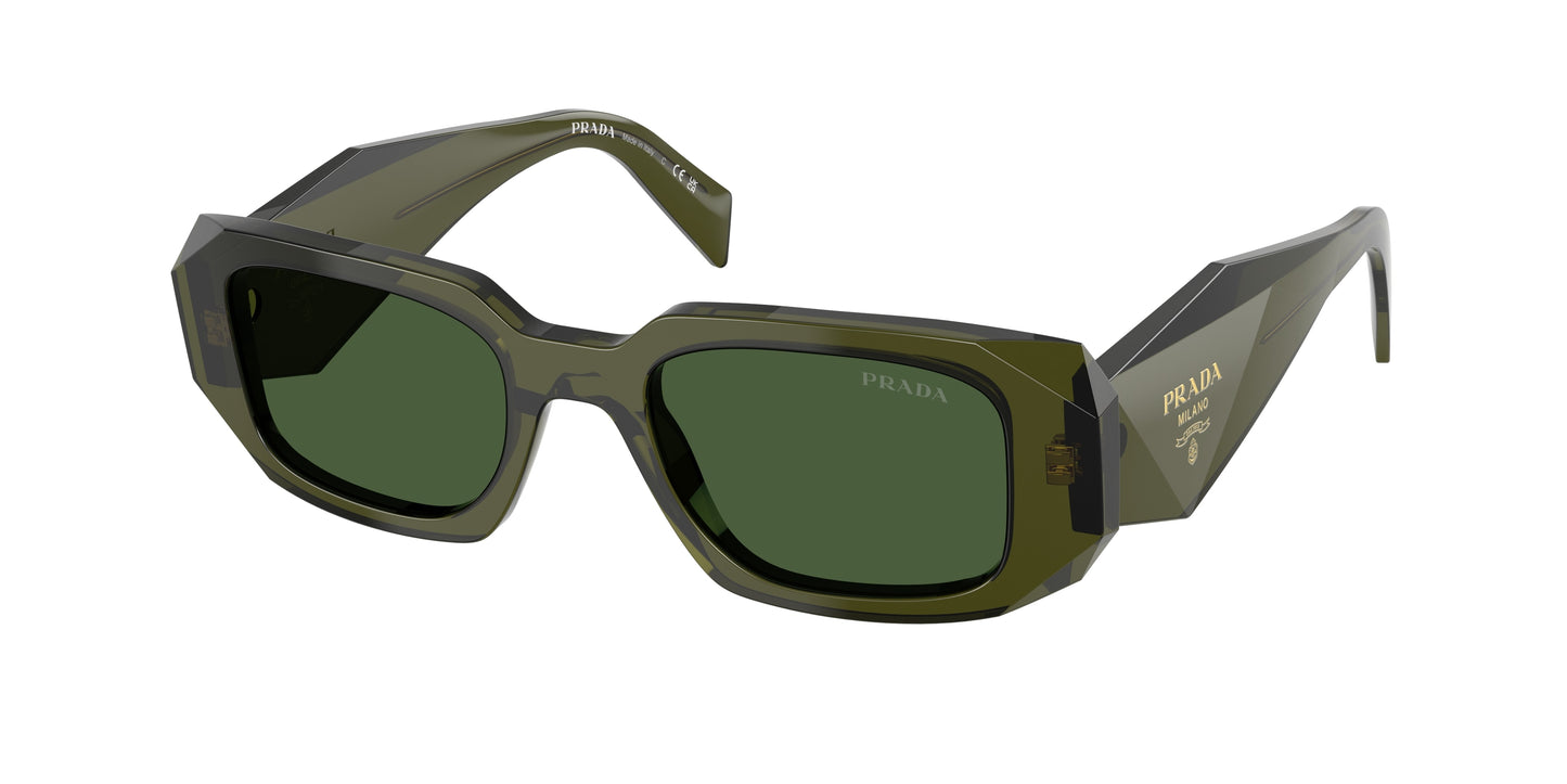 Prada PR17WSF Rectangle Sunglasses  19Z1I0-Transparent Bottle 51-145-20 - Color Map Green