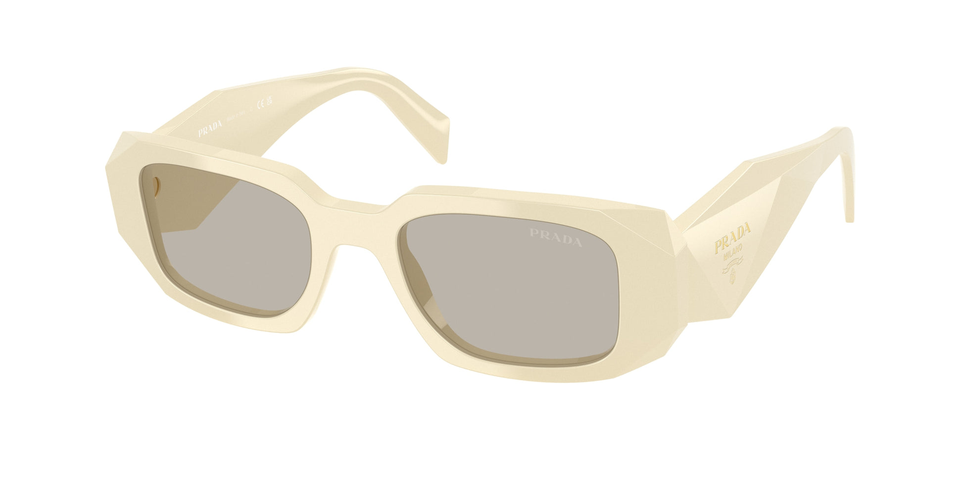 Prada PR17WSF Rectangle Sunglasses  21D5J2-White Milk 51-145-20 - Color Map White